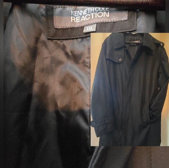 Kenneth Cole Reaction Men's Dark Trench Coat - Picture 1 of 4